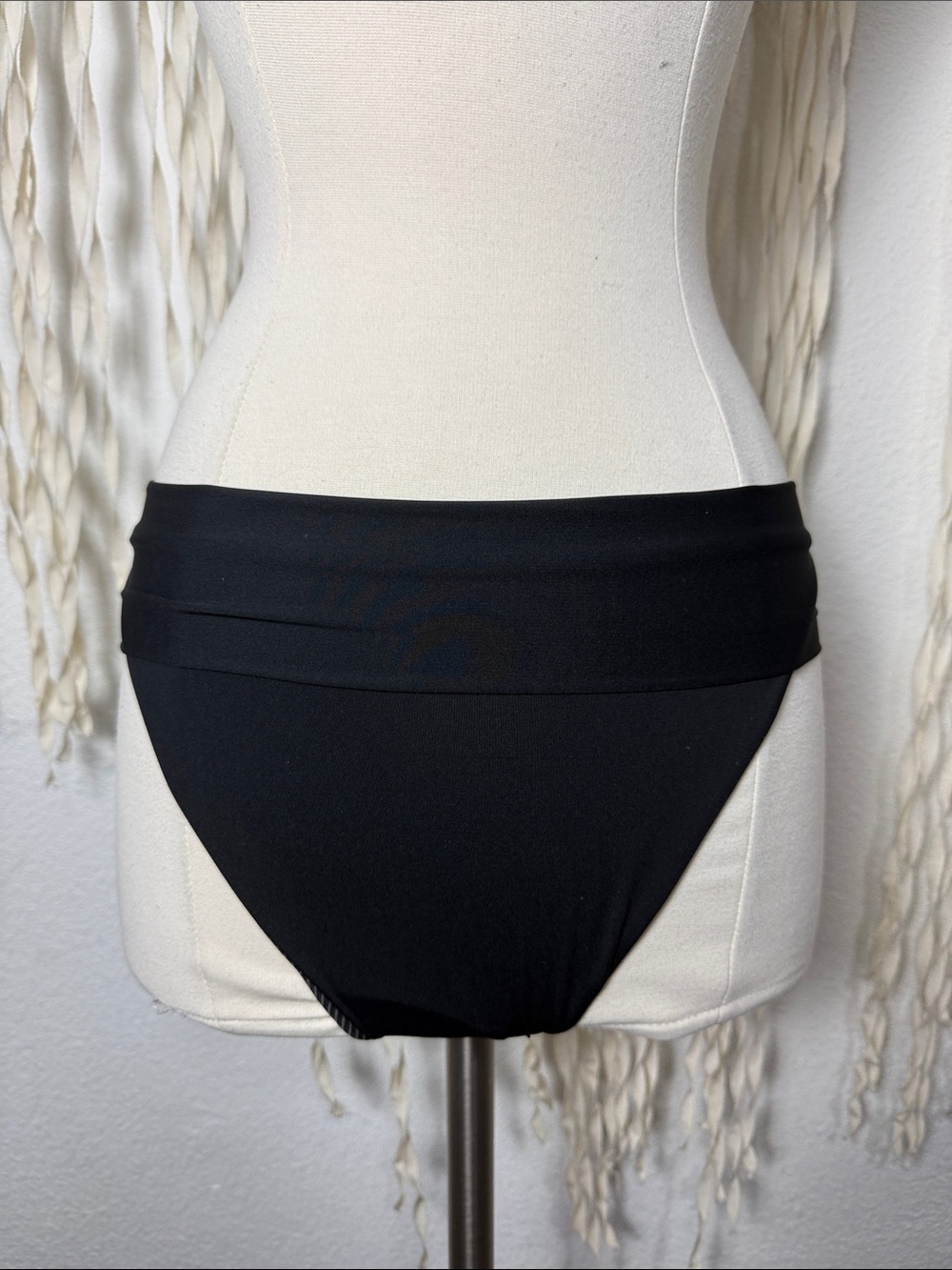 Acacia Black High Rise Fold Over Bikini Bottoms Size M - Picture 6 of 9